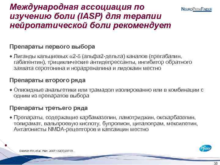 Международная ассоциация по изучению боли (IASP) для терапии нейропатической боли рекомендует Препараты первого выбора