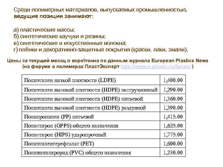 Среди полимерных материалов, выпускаемых промышленностью, ведущие позиции занимают: а) пластические массы; б) синтетические каучуки