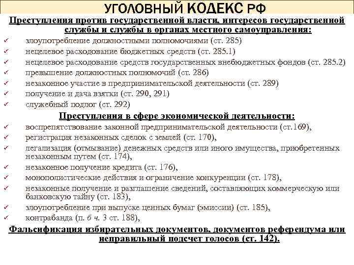 УГОЛОВНЫЙ КОДЕКС РФ Преступления против государственной власти, интересов государственной службы и службы в органах