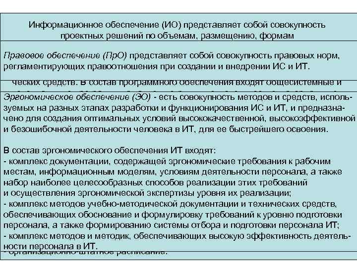 Информационное обеспечение (ИО) представляет собой совокупность проектных решений по объемам, размещению, формам организации информации,