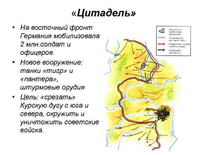  «Цитадель» • На восточный фронт Германия мобилизовала 2 млн. солдат и офицеров. •