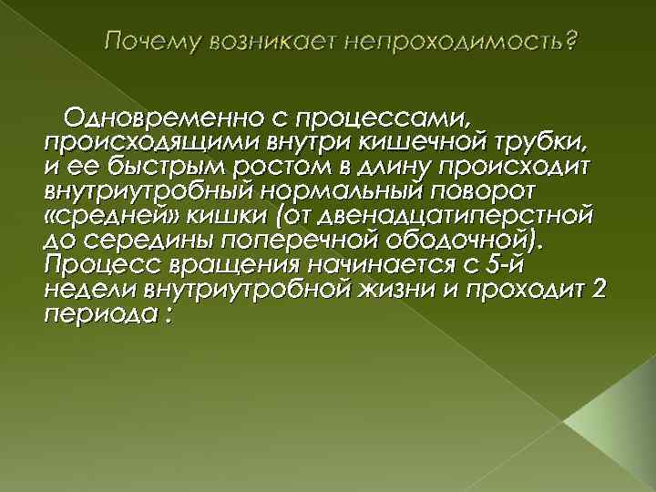 Почему возникает непроходимость? Одновременно с процессами, происходящими внутри кишечной трубки, и ее быстрым ростом