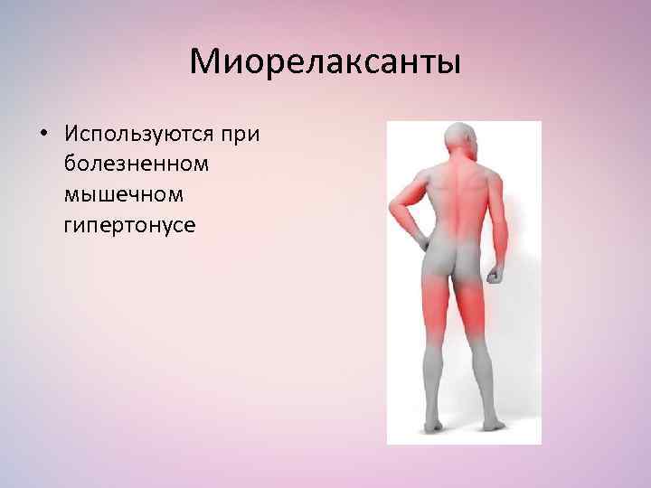 Миорелаксанты • Используются при болезненном мышечном гипертонусе 
