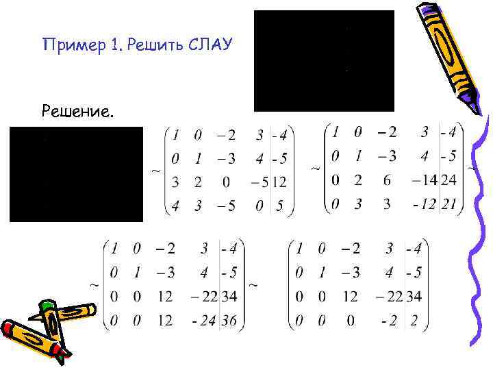 Пример 1. Решить СЛАУ Решение. 