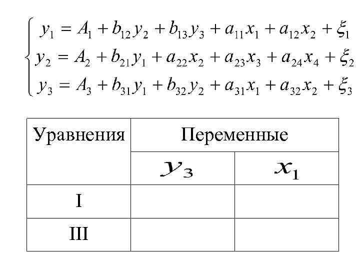 Уравнения I III Переменные 