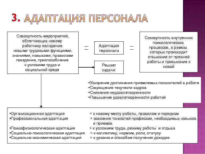 3. Совокупность мероприятий, облегчающих новому работнику овладение новыми трудовыми функциями, знаниями, навыками, правилами поведения,