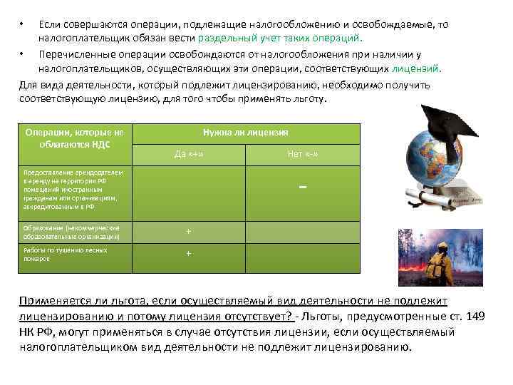 Если совершаются операции, подлежащие налогообложению и освобождаемые, то налогоплательщик обязан вести раздельный учет таких