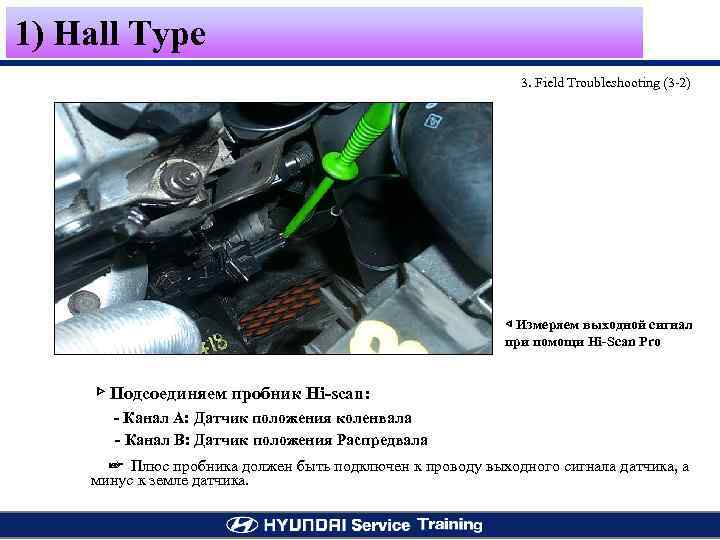 1) Hall Type 3. Field Troubleshooting (3 -2) ◁ Измеряем выходной сигнал при помощи