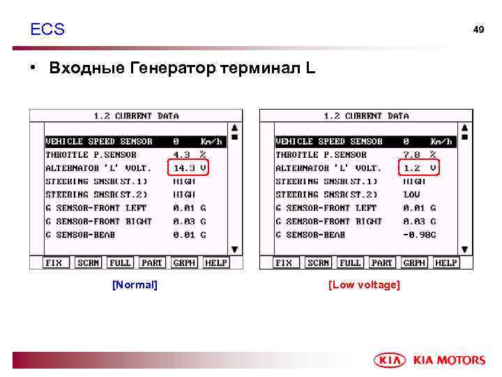 ECS 49 • Входные Генератор терминал L [Normal] [Low voltage] 