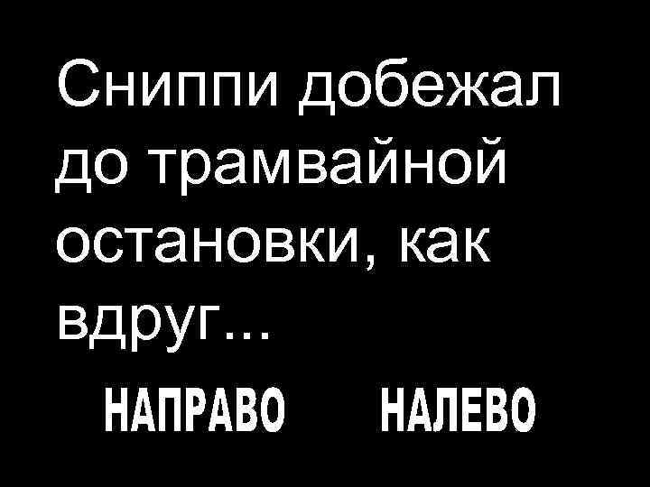 Сниппи добежал до трамвайной остановки, как вдруг. . . 