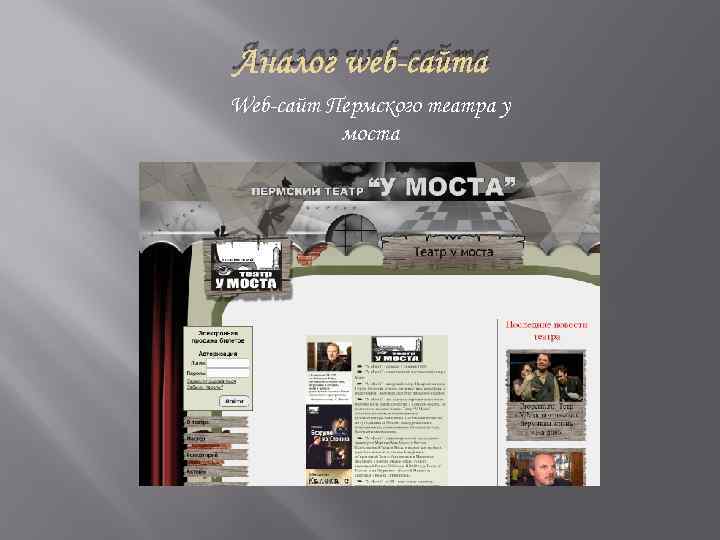 Аналог web-сайта Web-сайт Пермского театра у моста 