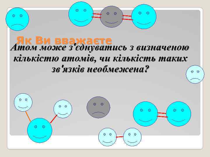 Як Ви вважаєте Атом може з'єднуватись з визначеною кількістю атомів, чи кількість таких зв'язків