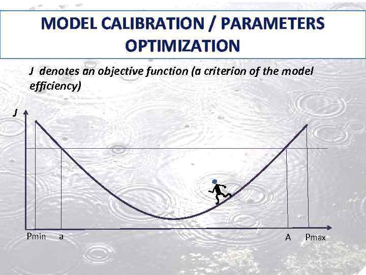 MODEL CALIBRATION / PARAMETERS F-transformation of OPTIMIZATION the response surface J denotes an objective