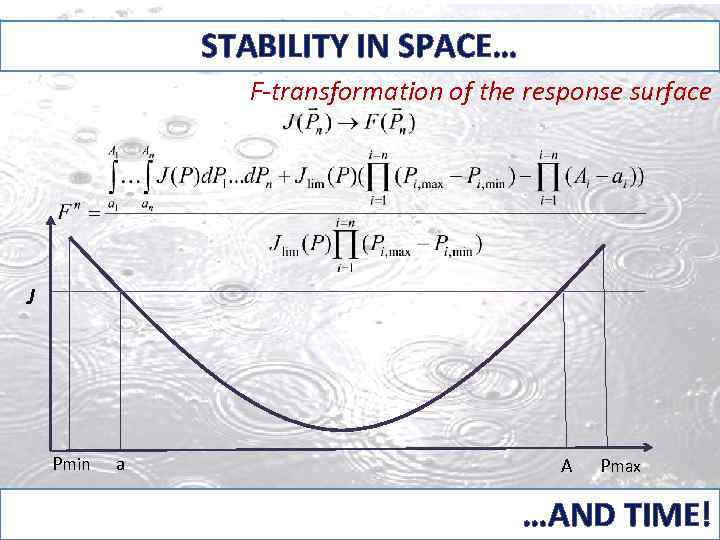 STABILITY IN SPACE… F-transformation of the response surface J Pmin a A Pmax …AND