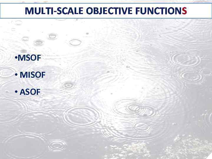 MULTI-SCALE OBJECTIVE FUNCTIONS • MSOF • MISOF • ASOF 