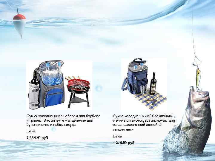 Сумка-холодильник с набором для барбекю и грилем. В комплекте – отделение для бутылки вина