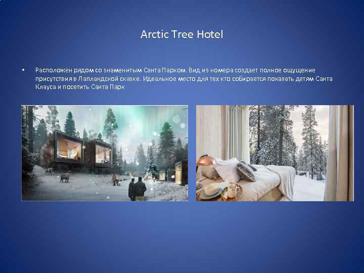 Arctic Tree Hotel • Расположен рядом со знаменитым Санта Парком. Вид из номера создает