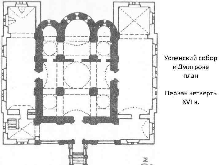 Успенский собор в Дмитрове план Первая четверть XVI в. 