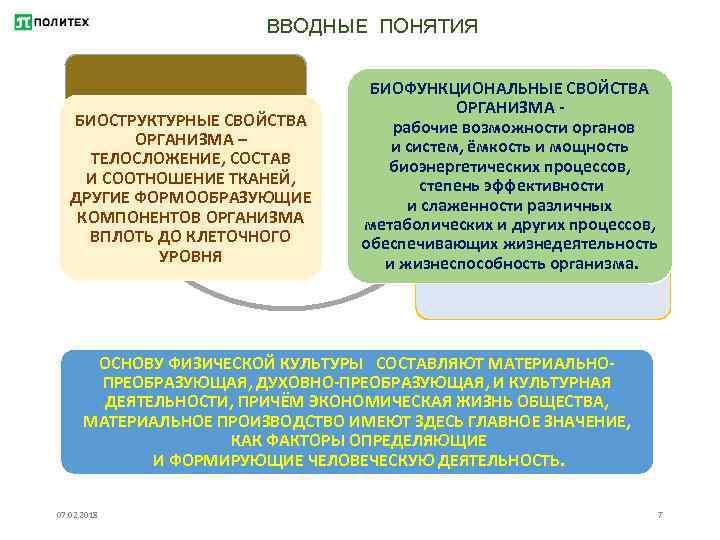 ВВОДНЫЕ ПОНЯТИЯ БИОСТРУКТУРНЫЕ СВОЙСТВА ОРГАНИЗМА – ТЕЛОСЛОЖЕНИЕ, СОСТАВ И СООТНОШЕНИЕ ТКАНЕЙ, ДРУГИЕ ФОРМООБРАЗУЮЩИЕ КОМПОНЕНТОВ