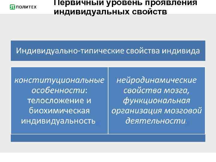 Первичный уровень проявления индивидуальных свойств 