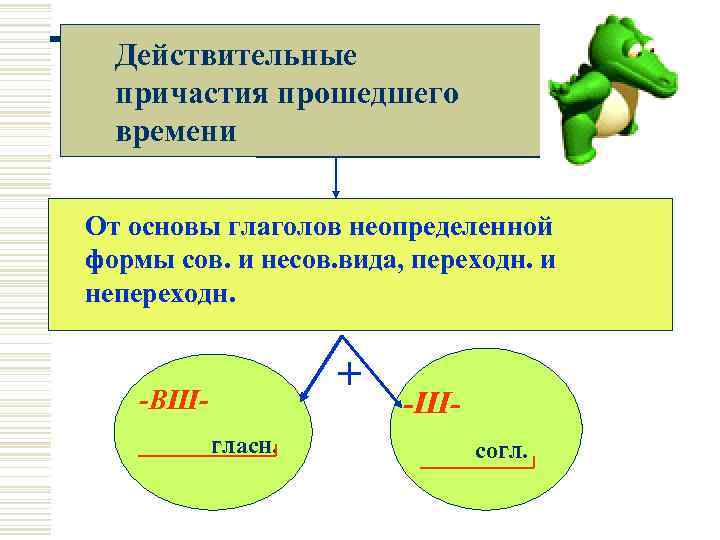 Действительные причастия прошедшего времени От основы глаголов неопределенной формы сов. и несов. вида, переходн.