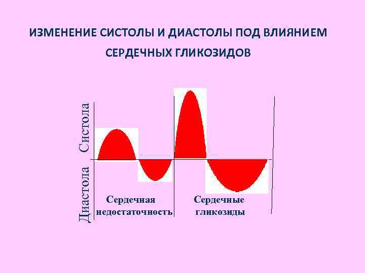 ИЗМЕНЕНИЕ СИСТОЛЫ И ДИАСТОЛЫ ПОД ВЛИЯНИЕМ Диастола Систола СЕРДЕЧНЫХ ГЛИКОЗИДОВ Сердечная недостаточность Сердечные гликозиды