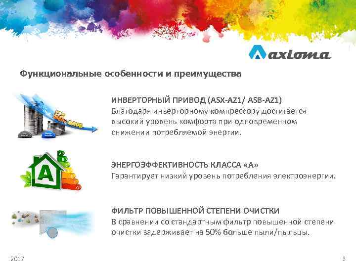 Функциональные особенности и преимущества ИНВЕРТОРНЫЙ ПРИВОД (ASX-AZ 1/ ASB-AZ 1) Благодаря инверторному компрессору достигается