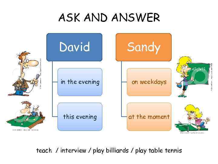 ASK AND ANSWER David Sandy in the evening on weekdays this evening at the