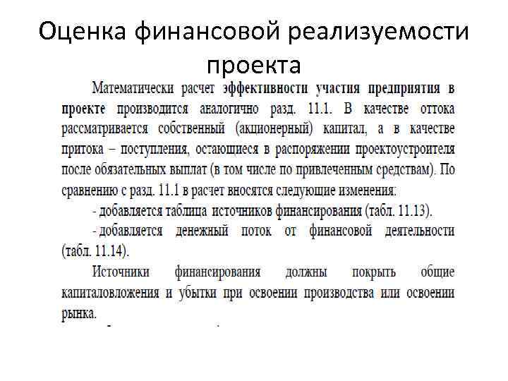 Оценка финансовой реализуемости проекта 
