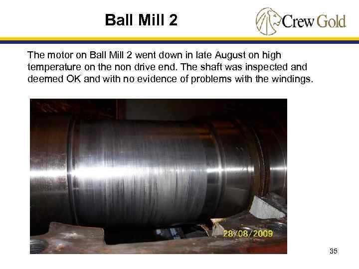 Ball Mill 2 The motor on Ball Mill 2 went down in late August