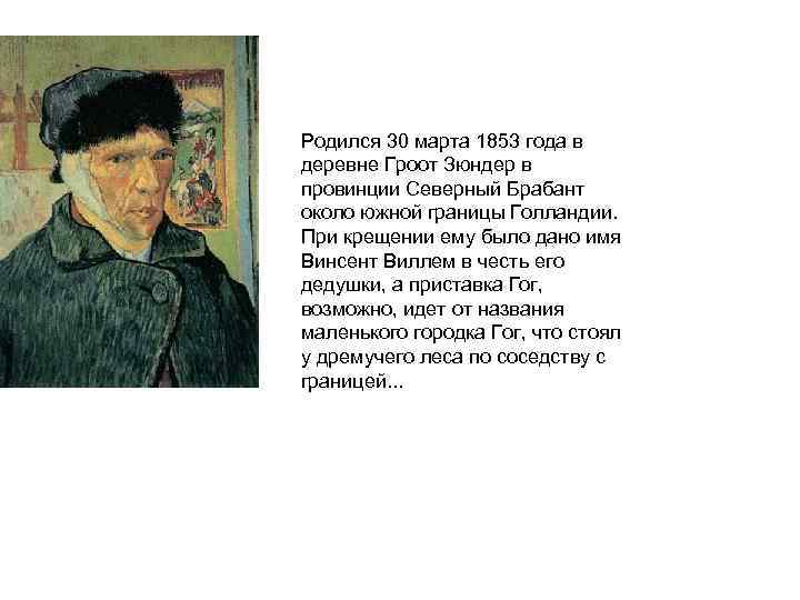 Родился 30 марта 1853 года в деревне Гроот Зюндер в провинции Северный Брабант около