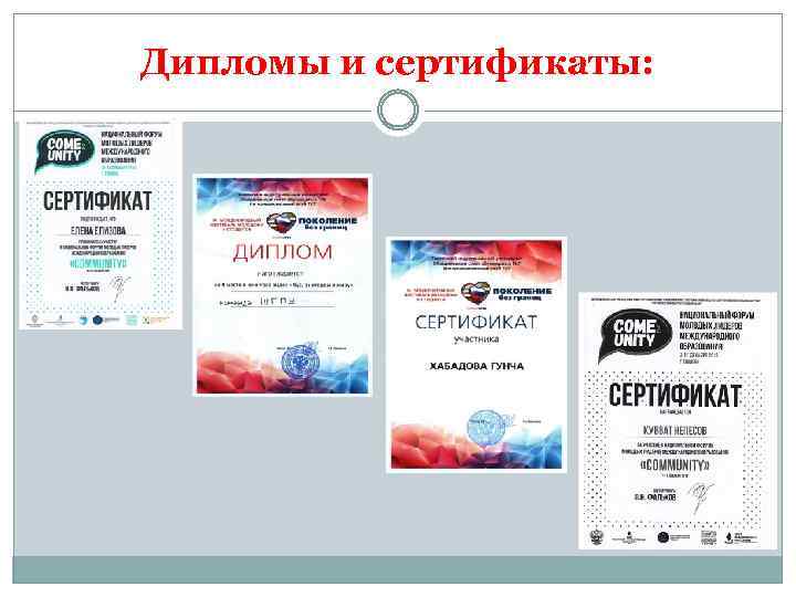 Дипломы и сертификаты: 