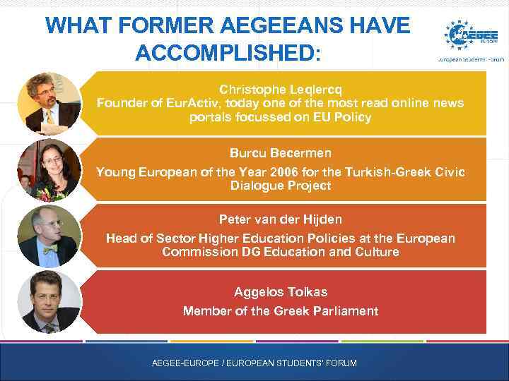 WHAT FORMER AEGEEANS HAVE ACCOMPLISHED: Christophe Leqlercq Founder of Eur. Activ, today one of