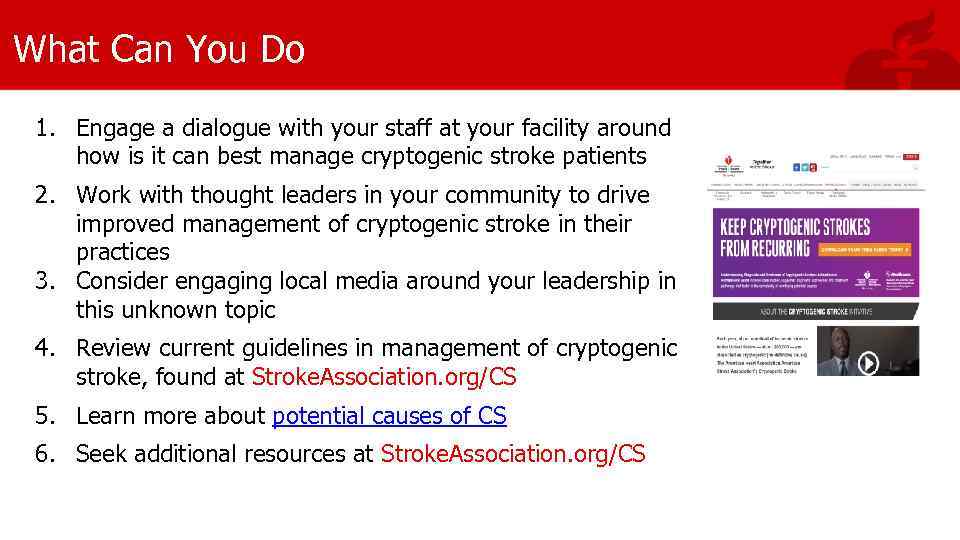 What Can You Do 1. Engage a dialogue with your staff at your facility