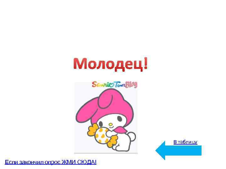 Молодец! В таблицу Если закончил опрос ЖМИ СЮДА! 