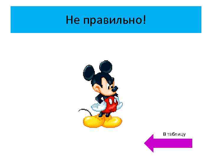 Не правильно! В таблицу 