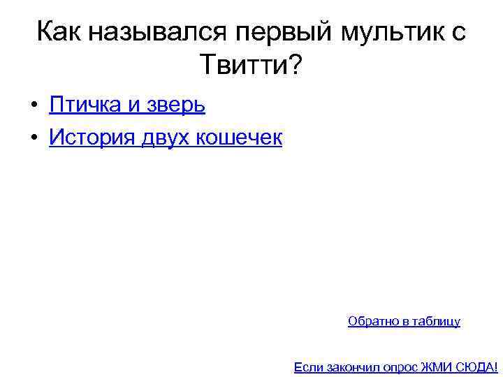 Как назывался первый мультик с Твитти? • Птичка и зверь • История двух кошечек