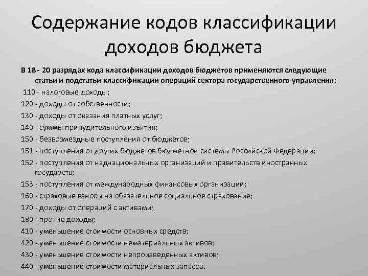 Расшифровки бюджетных кодов