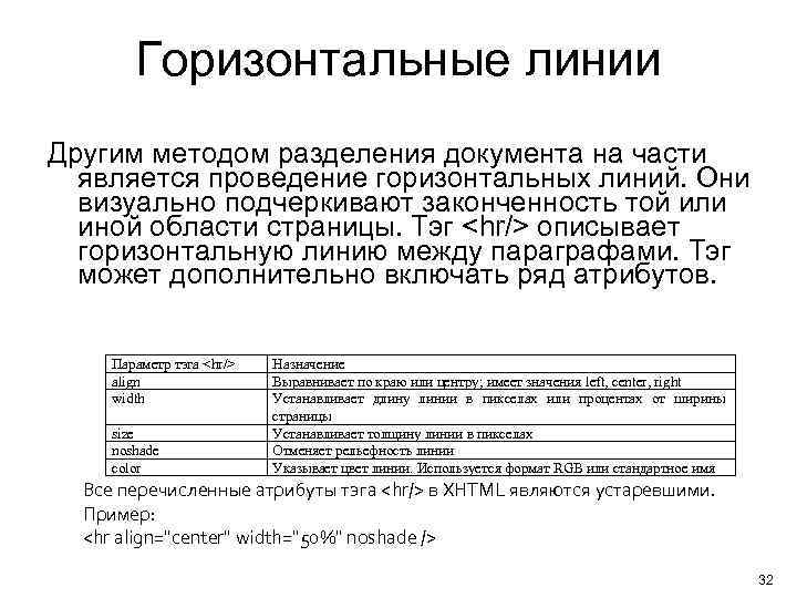 Горизонтальные линии Другим методом разделения документа на части является проведение горизонтальных линий. Они визуально