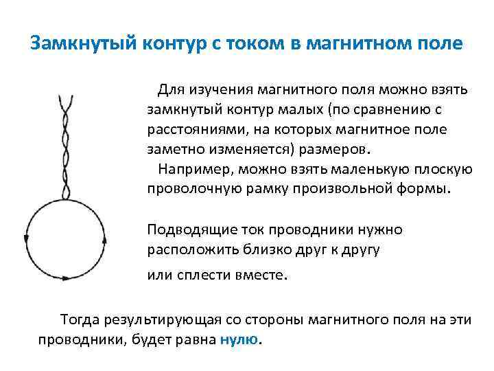 Замкнутый контур с током в магнитном поле Для изучения магнитного поля можно взять замкнутый