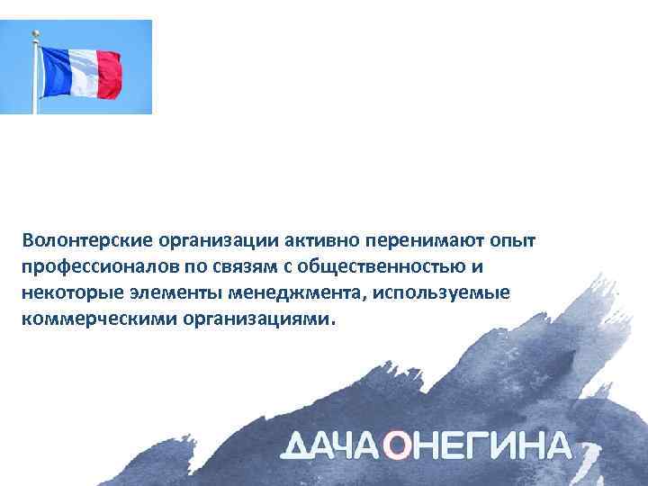 Волонтерские организации активно перенимают опыт профессионалов по связям с общественностью и некоторые элементы менеджмента,