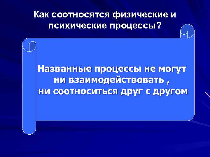 Как соотносятся физические и психические процессы? Названные процессы не могут ни взаимодействовать , ни