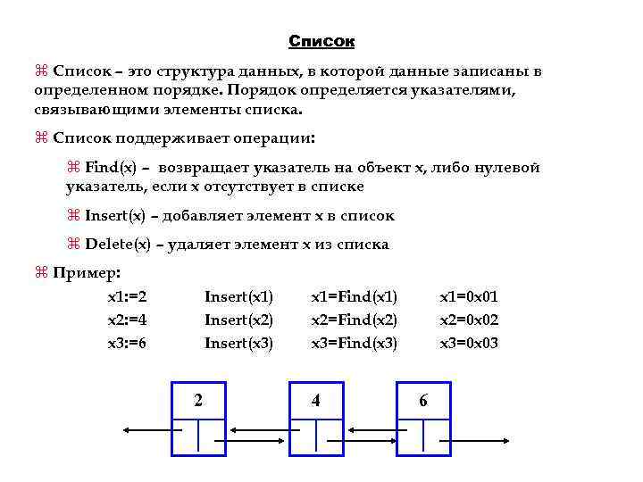 Список z Список – это структура данных, в которой данные записаны в определенном порядке.