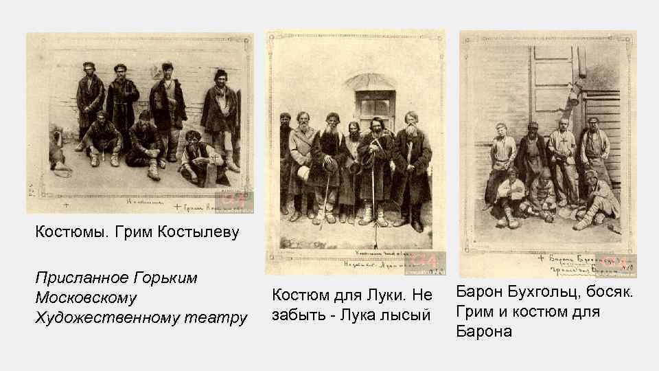 Костюмы. Грим Костылеву Присланное Горьким Московскому Художественному театру Костюм для Луки. Не забыть -