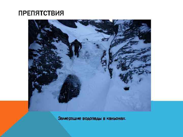 ПРЕПЯТСТВИЯ Замерзшие водопады в каньонах. 