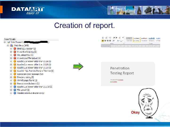 Creation of report. 