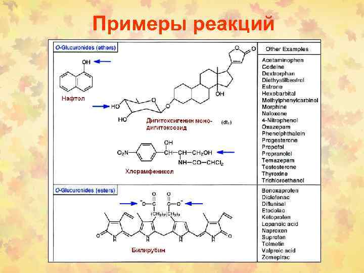 Примеры реакций 