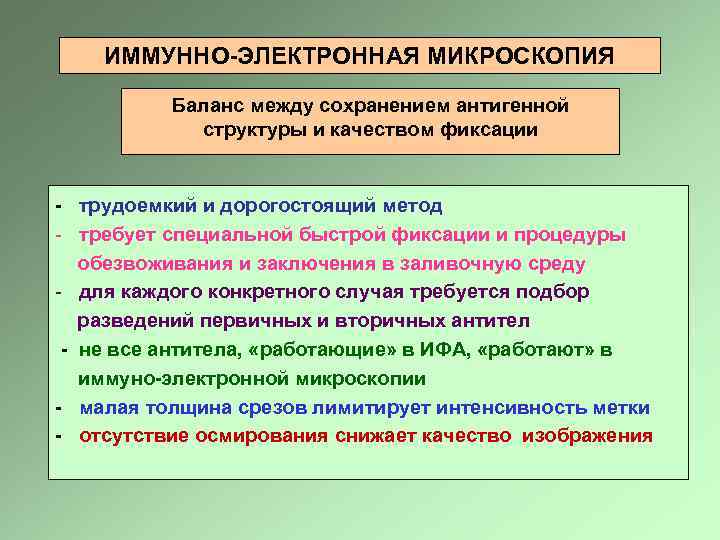 ИММУННО-ЭЛЕКТРОННАЯ МИКРОСКОПИЯ Баланс между сохранением антигенной структуры и качеством фиксации - трудоемкий и дорогостоящий