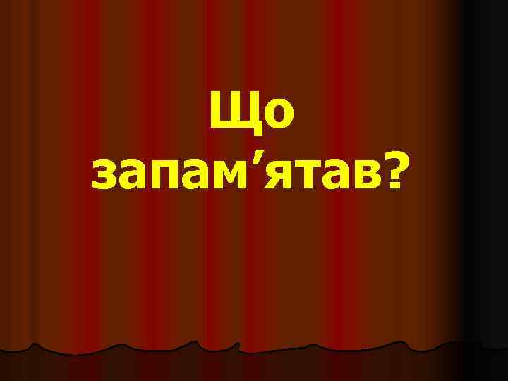 Що запам’ятав? 