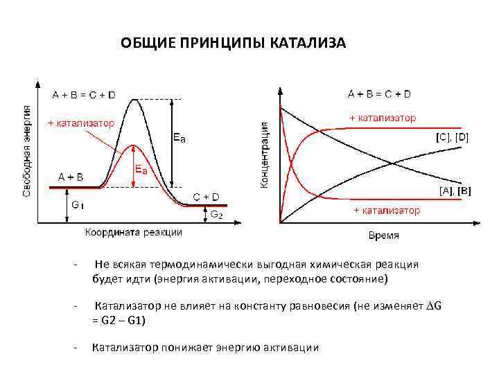 ОБЩИЕ ПРИНЦИПЫ КАТАЛИЗА - Не всякая термодинамически выгодная химическая реакция будет идти (энергия активации,